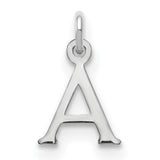 14k White Gold Letter A Pendant Charm, Polished Block Initial Monogram Design