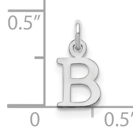 14k White Gold B Initial Pendant Charm, Polished Block Letter Monogram Jewelry for Women or Unisex