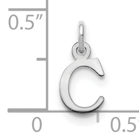 Cutout Letter C Initial Charm Pendant in Real 10k White Gold