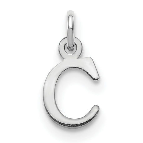 14k White Gold Initial C Pendant, Polished Letter Charm with Modern Cutout Design