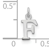 14k White Gold Initial F Pendant Charm, Polished Serif Monogram Letter Jewelry
