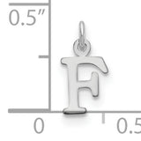 10k White Gold F Initial Pendant Charm, Polished Block Letter Monogram Design for Women or Unisex Wear