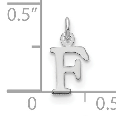 10k White Gold F Initial Pendant Charm, Polished Block Letter Monogram Design for Women or Unisex Wear