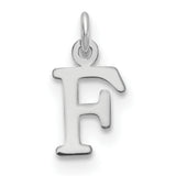 14k White Gold Initial F Pendant Charm, Polished Serif Monogram Letter Jewelry