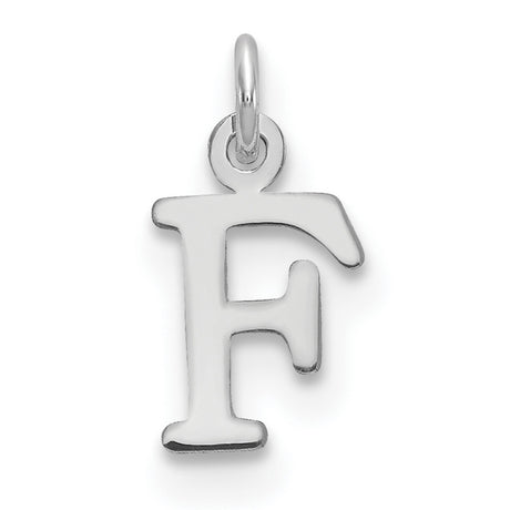14k White Gold Initial F Pendant Charm, Polished Serif Monogram Letter Jewelry