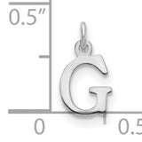 10k White Gold Letter G Pendant, Polished Serif Font Initial Charm for Women or Unisex Wear