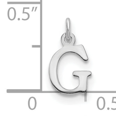 10k White Gold Letter G Pendant, Polished Serif Font Initial Charm for Women or Unisex Wear