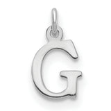 14k White Gold Letter G Pendant, Polished Cutout Initial Charm for Women or Unisex Wear