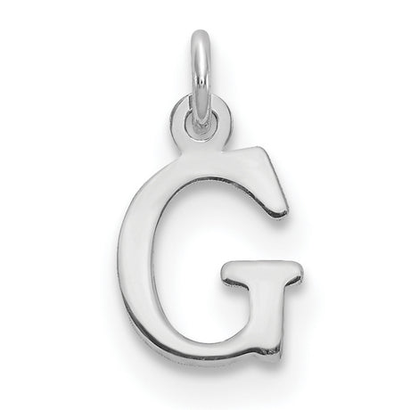 14k White Gold Letter G Pendant, Polished Cutout Initial Charm for Women or Unisex Wear
