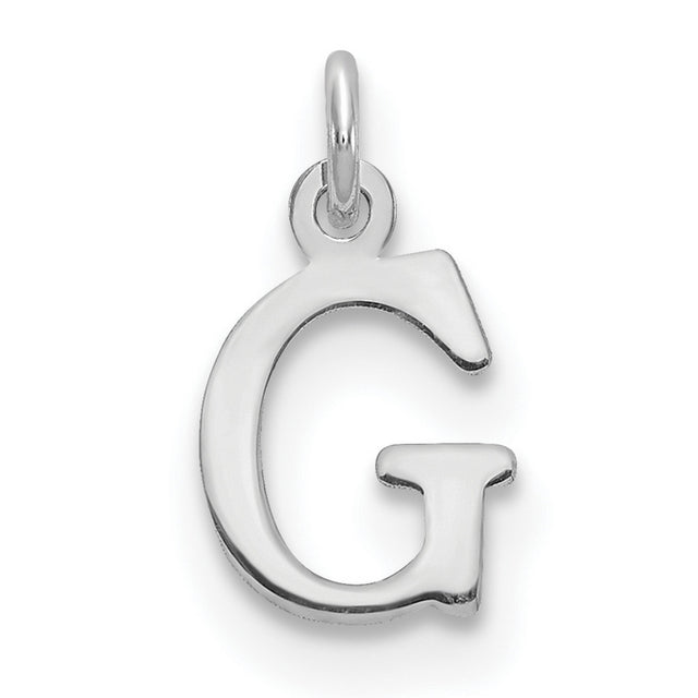 14k White Gold Letter G Pendant, Polished Cutout Initial Charm for Women or Unisex Wear