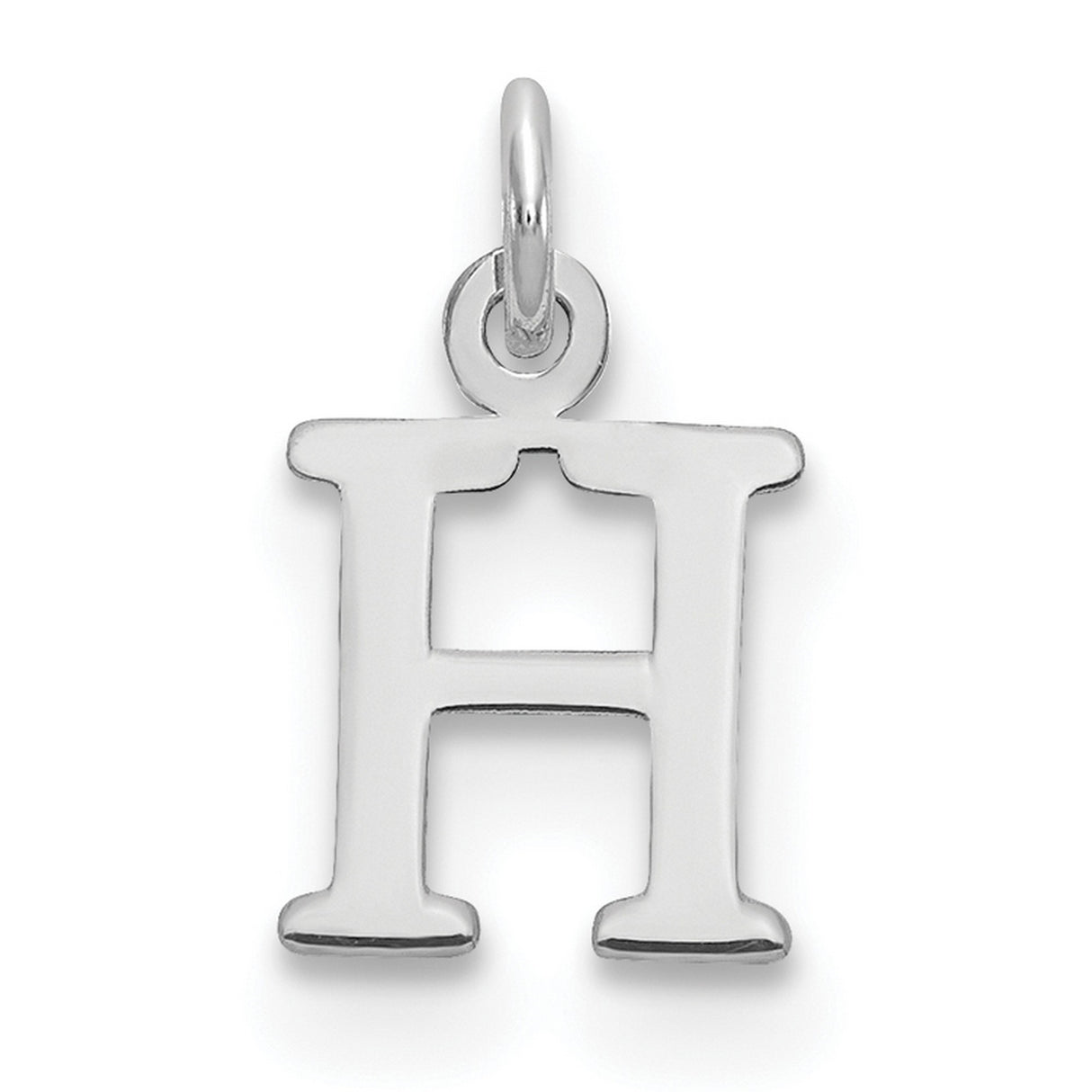 Cutout Letter H Initial Charm Pendant in Real 10k White Gold