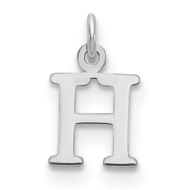 Cutout Letter H Initial Charm Pendant in Real 10k White Gold