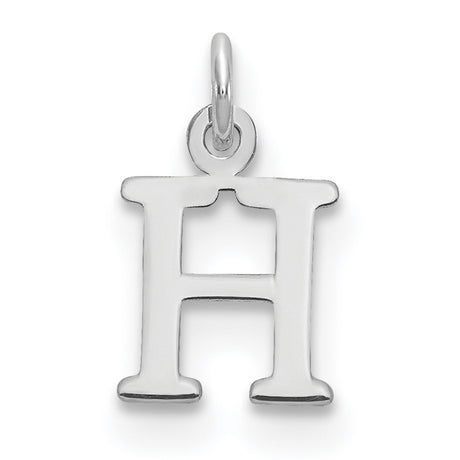 14k White Gold Letter H Pendant Charm, Block Letter Initial Monogram Jewelry