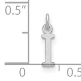 10k White Gold Initial I Pendant Charm, Polished Block Letter Design for Women