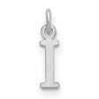 10k White Gold Initial I Pendant Charm, Polished Block Letter Design for Women