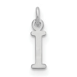 10k White Gold Initial I Pendant Charm, Polished Block Letter Design for Women
