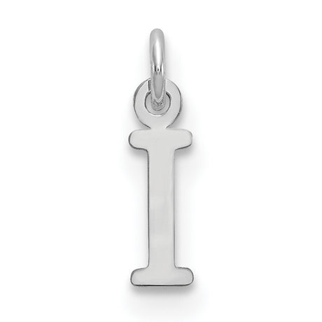 14k White Gold Letter I Pendant, Polished Cutout Initial Charm, Minimalist Alphabet Jewelry
