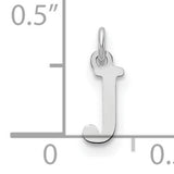 10k White Gold Initial Pendant, Lowercase Letter J Charm with Polished Finish