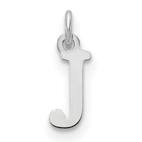 14k White Gold Lowercase J Pendant Charm, Polished Alphabet Letter Jewelry for Women or Unisex