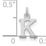 14k White Gold Initial K Pendant Charm, Polished Block Letter Monogram Design