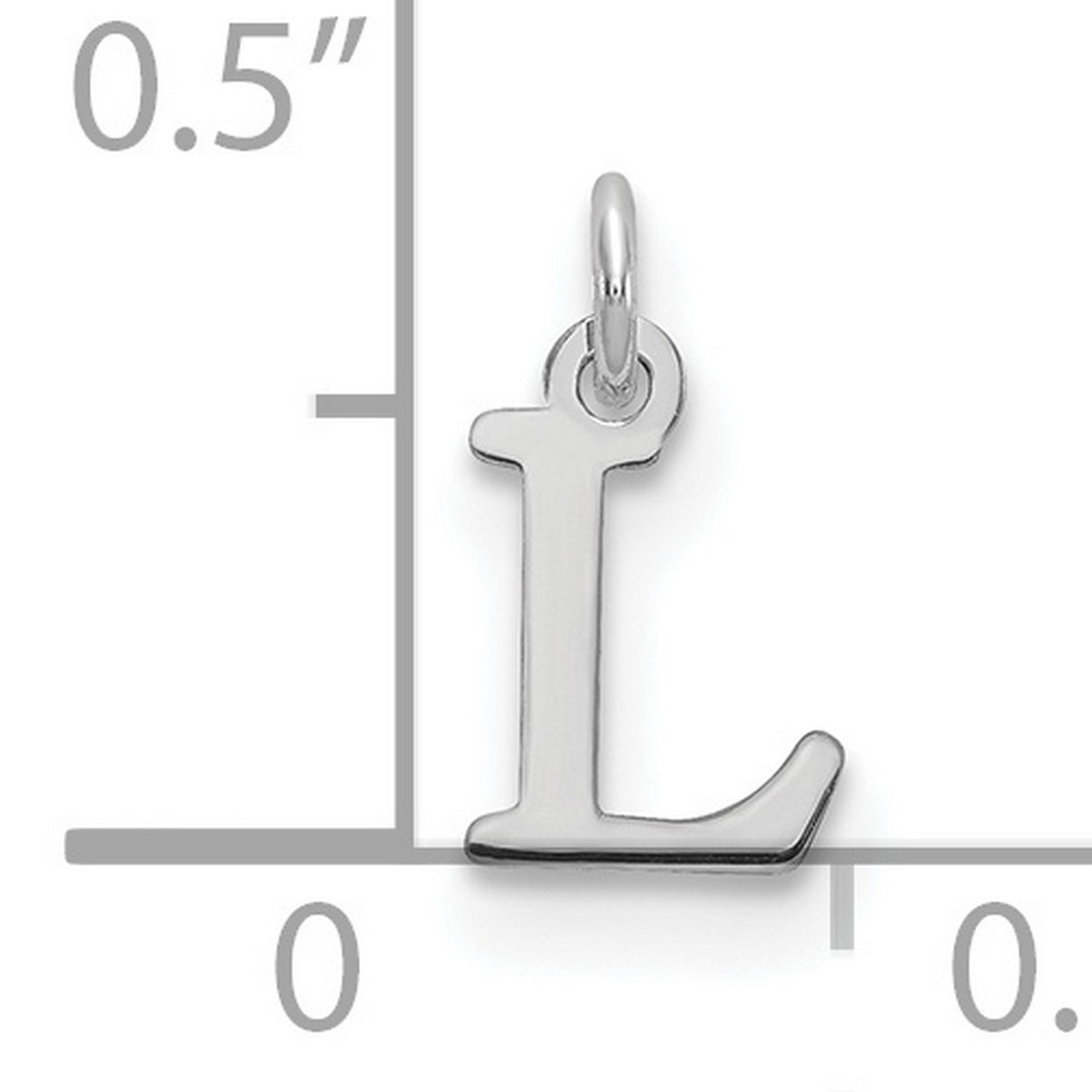 14k White Gold Letter L Pendant, Polished Monogram Charm, Minimalist Initial Jewelry for Women