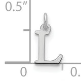 14k White Gold Letter L Pendant, Polished Monogram Charm, Minimalist Initial Jewelry for Women