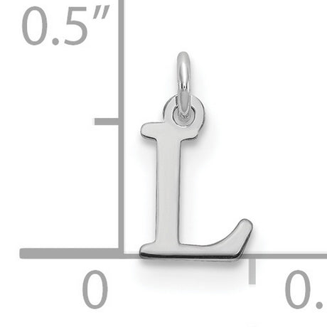 Cutout Letter L Initial Charm Pendant in Real 10k White Gold