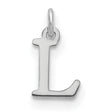 14k White Gold Letter L Pendant, Polished Monogram Charm, Minimalist Initial Jewelry for Women
