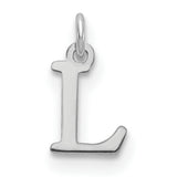 14k White Gold Letter L Pendant, Polished Monogram Charm, Minimalist Initial Jewelry for Women