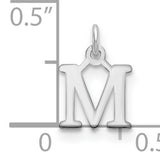 14k White Gold Initial M Pendant, Polished Block Letter Charm for Women or Unisex Wear