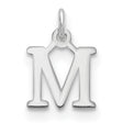 14k White Gold Initial M Pendant, Polished Block Letter Charm for Women or Unisex Wear