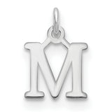 14k White Gold Initial M Pendant, Polished Block Letter Charm for Women or Unisex Wear
