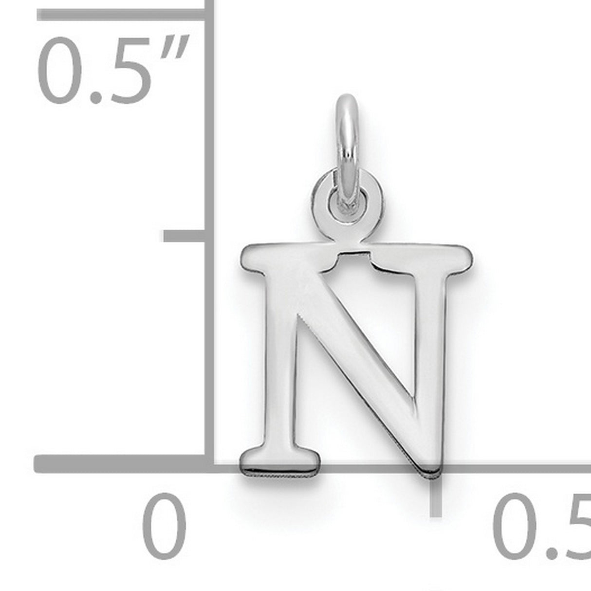 10k White Gold Letter N Pendant, Real Gold Initial Charm, Block Monogram Design for Women or Unisex