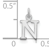 10k White Gold Letter N Pendant, Real Gold Initial Charm, Block Monogram Design for Women or Unisex