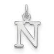 14k White Gold Letter N Pendant, Polished Block Initial Charm for Women