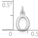 10k White Gold Letter O Pendant Charm, Polished Cutout Initial Design for Women or Unisex Wear