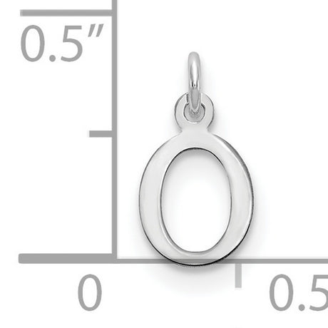 10k White Gold Letter O Pendant Charm, Polished Cutout Initial Design for Women or Unisex Wear
