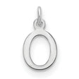 10k White Gold Letter O Pendant Charm, Polished Cutout Initial Design for Women or Unisex Wear