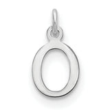 10k White Gold Letter O Pendant Charm, Polished Cutout Initial Design for Women or Unisex Wear