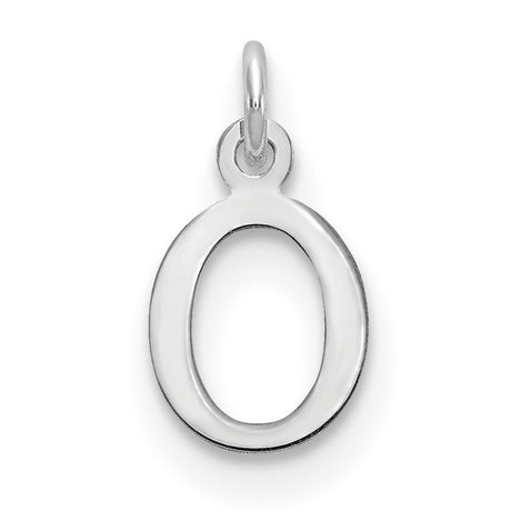 10k White Gold Letter O Pendant Charm, Polished Cutout Initial Design for Women or Unisex Wear