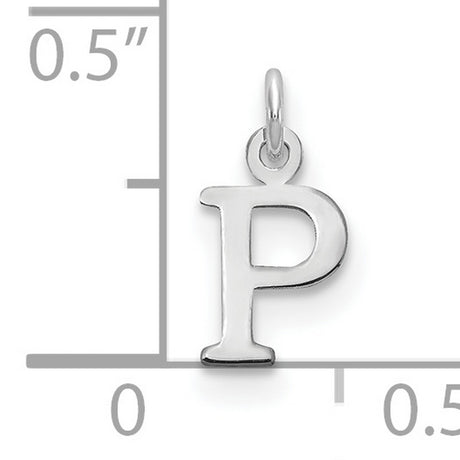 Cutout Letter P Initial Charm Pendant in Real 10k White Gold