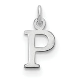 14k White Gold Initial P Pendant, Block Letter Charm, Polished Alphabet Jewelry for Women or Unisex Wear