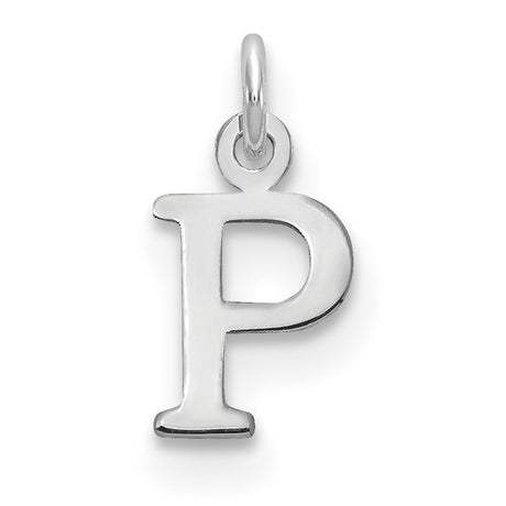 Cutout Letter P Initial Charm Pendant in Real 10k White Gold
