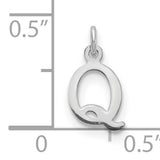 Cutout Letter Q Initial Charm Pendant in Real 10k White Gold