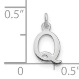 Cutout Letter Q Initial Charm Pendant in Real 14k White Gold