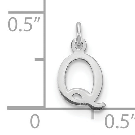 Cutout Letter Q Initial Charm Pendant in Real 14k White Gold