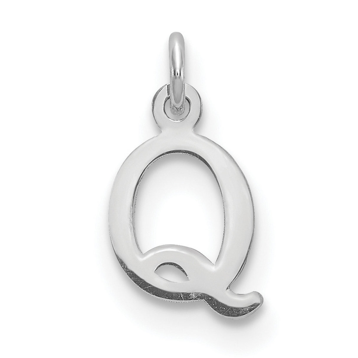 Cutout Letter Q Initial Charm Pendant in Real 14k White Gold