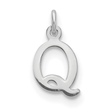 Cutout Letter Q Initial Charm Pendant in Real 14k White Gold