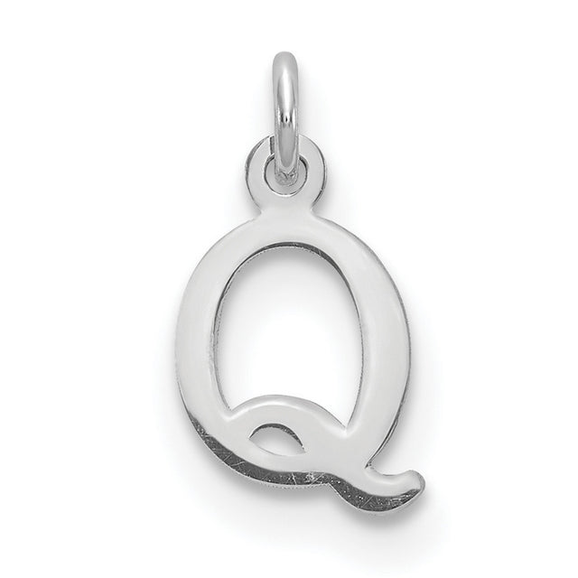 Cutout Letter Q Initial Charm Pendant in Real 14k White Gold