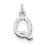 Cutout Letter Q Initial Charm Pendant in Real 10k White Gold